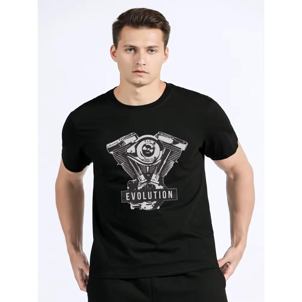 Motorcycle Clothing V Twin Biker Evolution Engine T-shirt Casual T Shirt Cotton Tops Tees Men's Clothing Oversized Unisex Tshirt