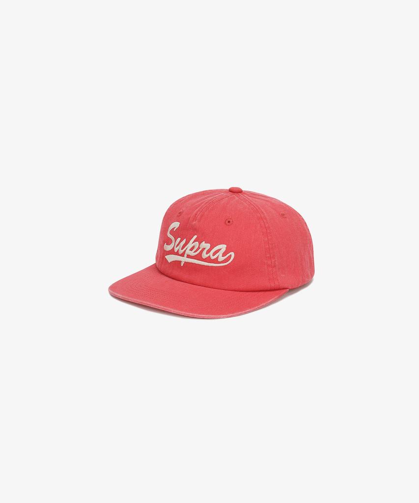 Кепка SUPRA с пигментной стиркой и полосатым козырьком (красный)