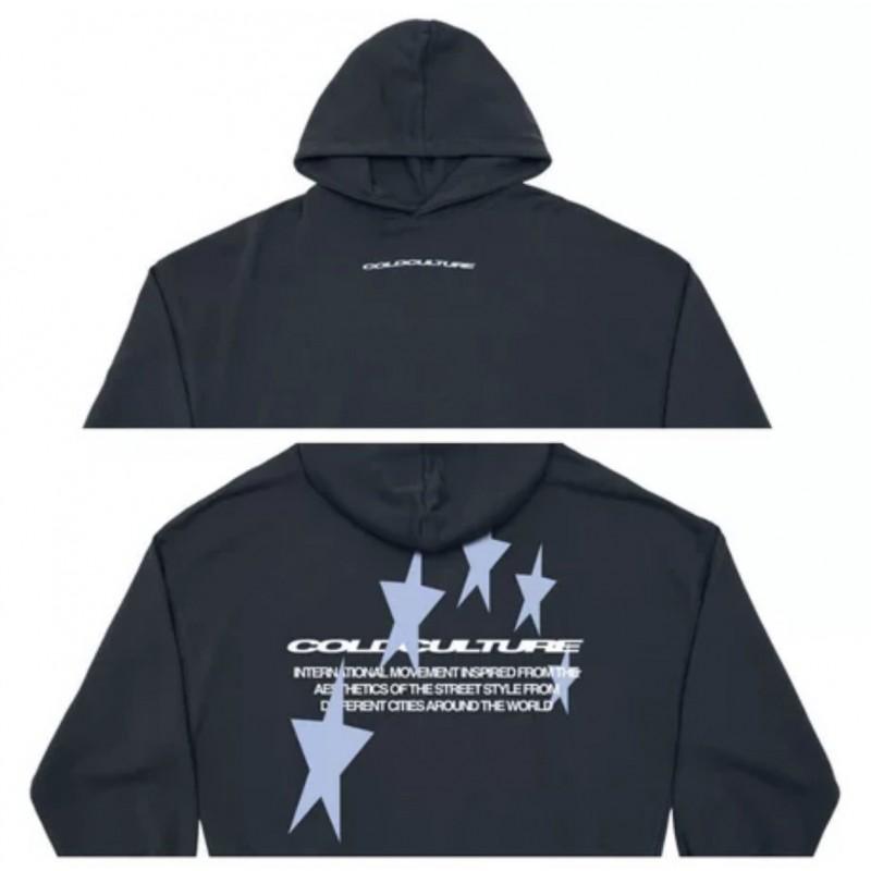 Star Print Hooded Sweatshirt Young Unisex Loose Fit Long Sleeve Casual Wear