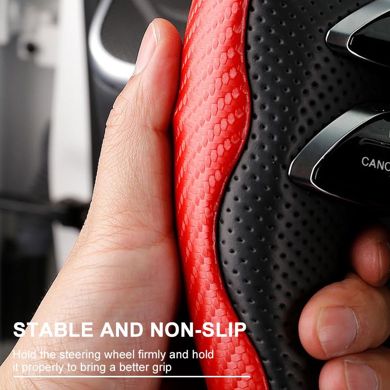 Non-Slip Carbon Fiber Car Steering Wheel Cover For Chevrolet Colorado Cruze Captiva Malibu Trax Aveo Camaro Sonic Tahoe Impala Equinox Suburban