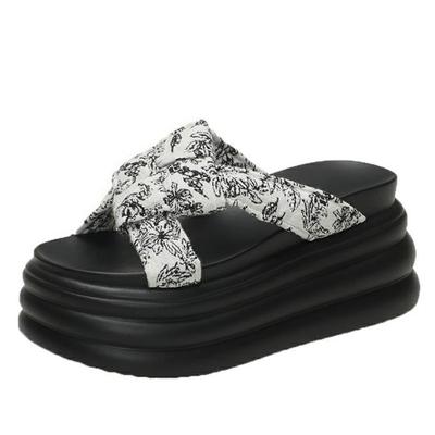 Модные женские тапочки на высокой платформе 8 см, однотонные кожаные сандалии на толстой подошве, женские летние повседневные пляжные шлепанцы Zapatos Mujer