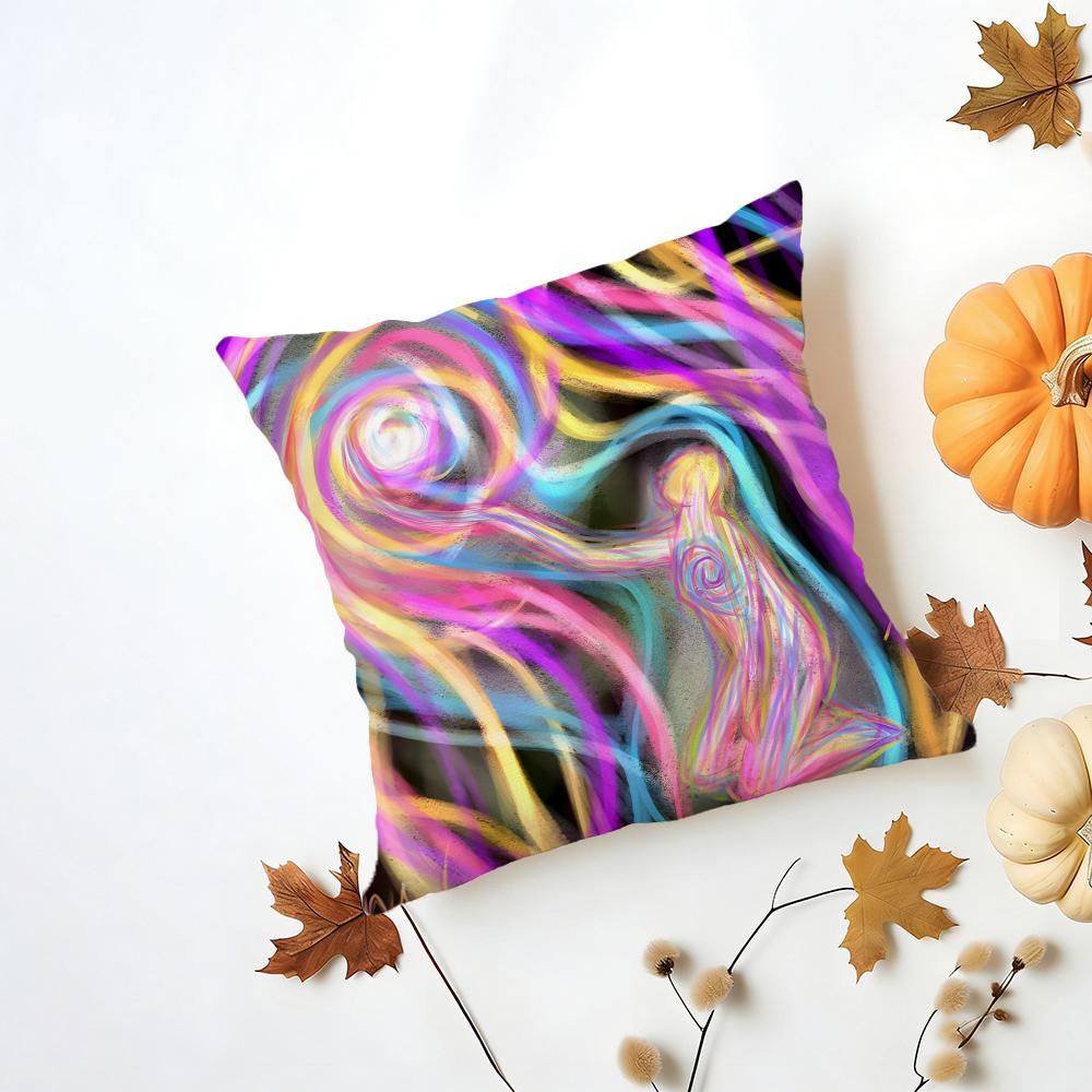 Emotional outlet art painting Cushion Cover Washable Linen Pillowcase Soft for Daily Sofa Bed Home Room Decor