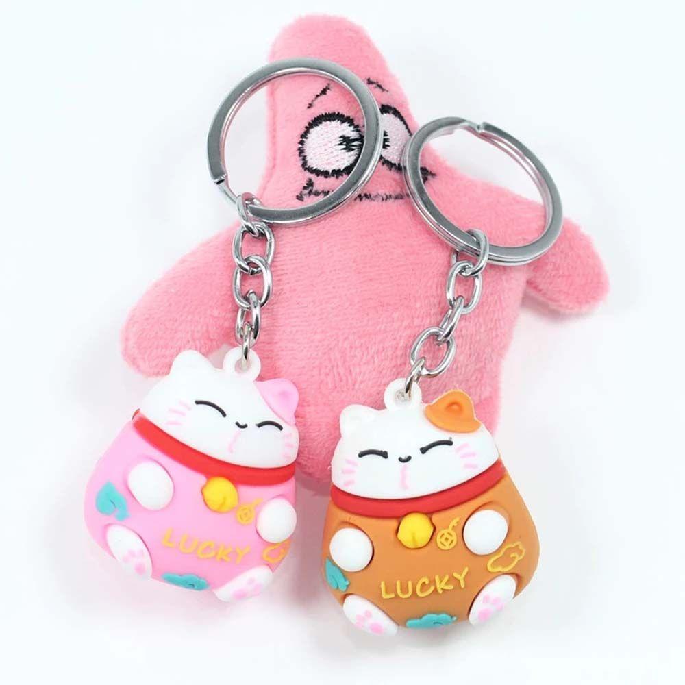 Ornaments Phone Accessory Car Keyring Bag Pendant Cartoon Key Ring Lucky Cat Keychain