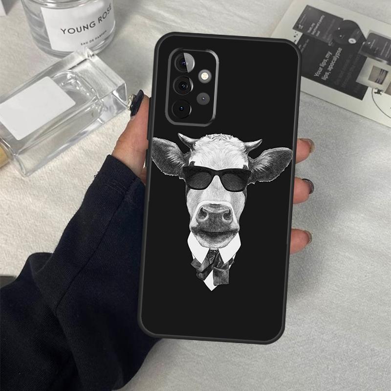 Забавный чехол-лицо коровы для Samsung Galaxy A06 A16 A26 A36 A56 A53 A32 A52 A33 A13 A55 A35 A15 A14 A34 A54 A17