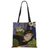 Cute Cat Flower Painting Print Womens Designer Tote Bags Women Handbag Large Shopping Bag Foldable For Groceries CLE