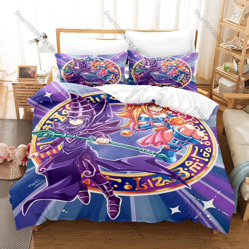 Yu Gi Oh Bedding Set 3Pcs 3D Printed Kpop Duvet Cover & Pillowcases Soft Microfiber Bed Set for Fans Bedroom Decor
