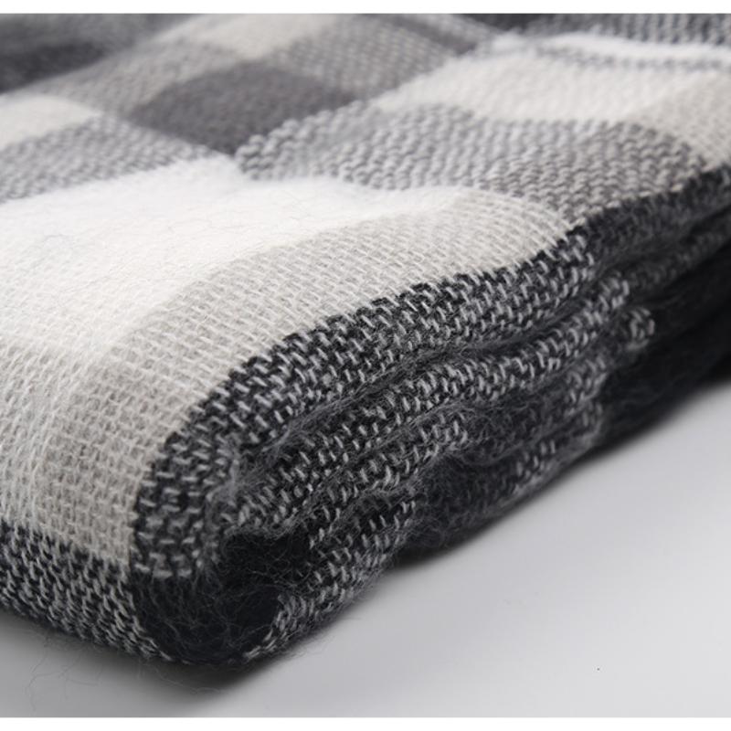 Men's and Women's Autumn and Winter Elegant Wide Black and White Plaid Scarf, Shawl