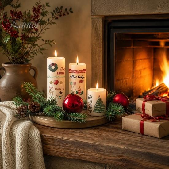 Waterproof Candle Transfer Paper Christmas Stickers, DIY Holiday Craft Supplies, Art Decorative Decals for Making And Festive Home Decor Atmospheric