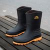Fashion men's waterproof shoes rain shoes adult outdoor casual non-slip rain boots medium tube warm work shoes rubber shoes