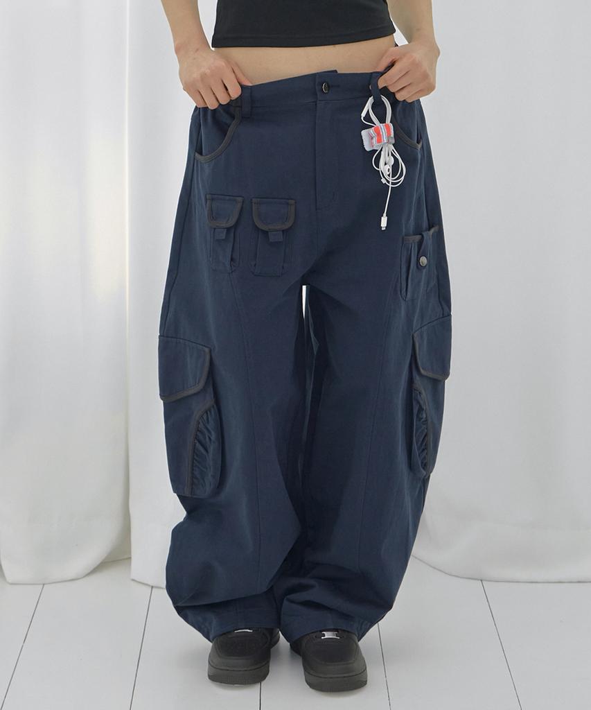 FANCY CLUB Cargo Work Balloon Pants (Navy) F26Qd153