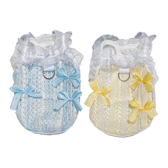 Pet Sleeveless Shirt Ruffle Collar Lace Bowknot Decor Breathable Spring Summer Small Medium Dog Cat Vest Clothes Outfit Apparel Pet Supplies