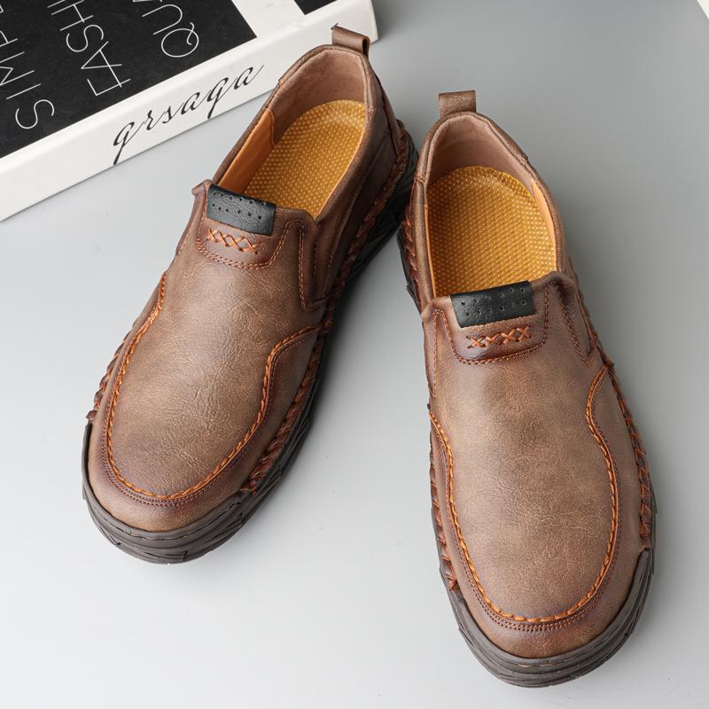 Мужская кожаная повседневная кожаная обувь большого размера с высоким берцем в стиле ретро, короткие сапоги