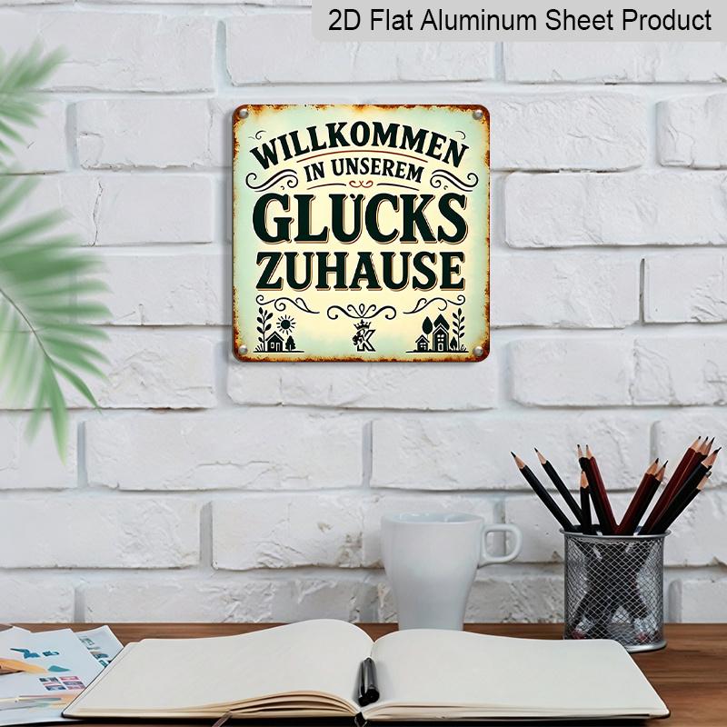 2D Flat, 1pc, Vintage Metal Sign, Decorative Plaques and Ornaments, Welcome Theme, German Home Style, Perfect for Porches, Entryways, Living Rooms