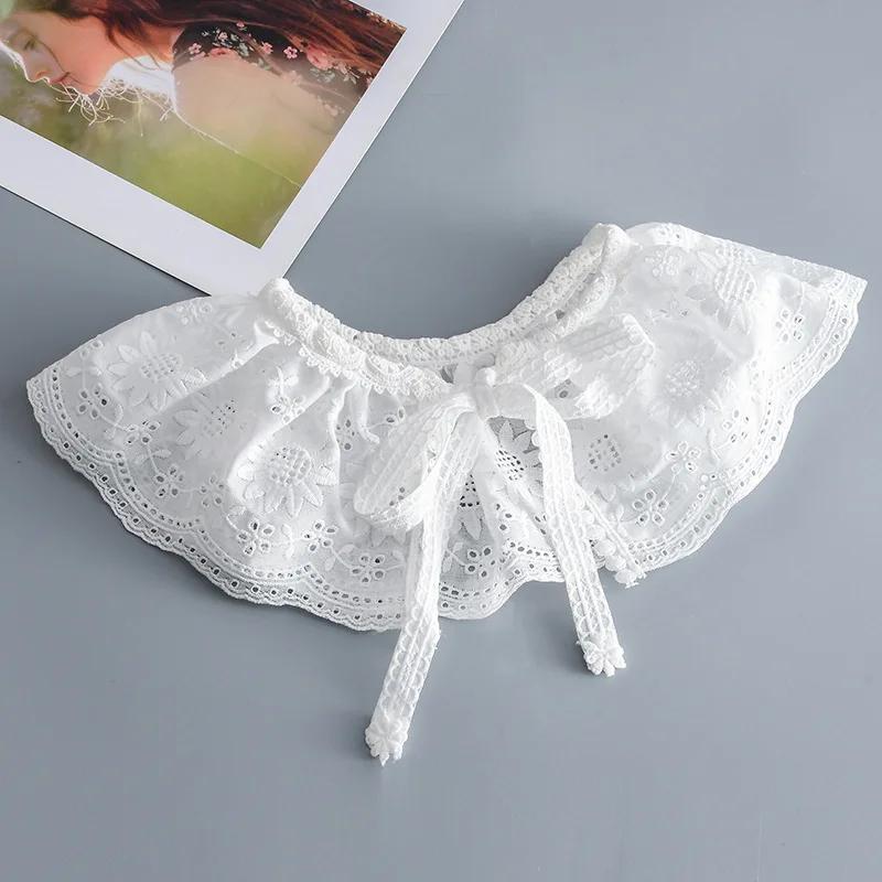 Cotton Bowknots Fake Collar for Women Shirt Detachable Collars Shoulder Wraps False Collars Sweet Doll Small Shwals Scarf