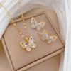 Zircon Butterfly Necklace Earrings Set Light Luxury Slightly Inlaid Personalized Temperament Banquet Earrings Item Combination