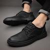 Leather Shoes Men's Autumn Business Formal Men's Shoes Soft Sole Youth Retro Low-top Brock Shoes Casual Shoes Breathable and Non-slip