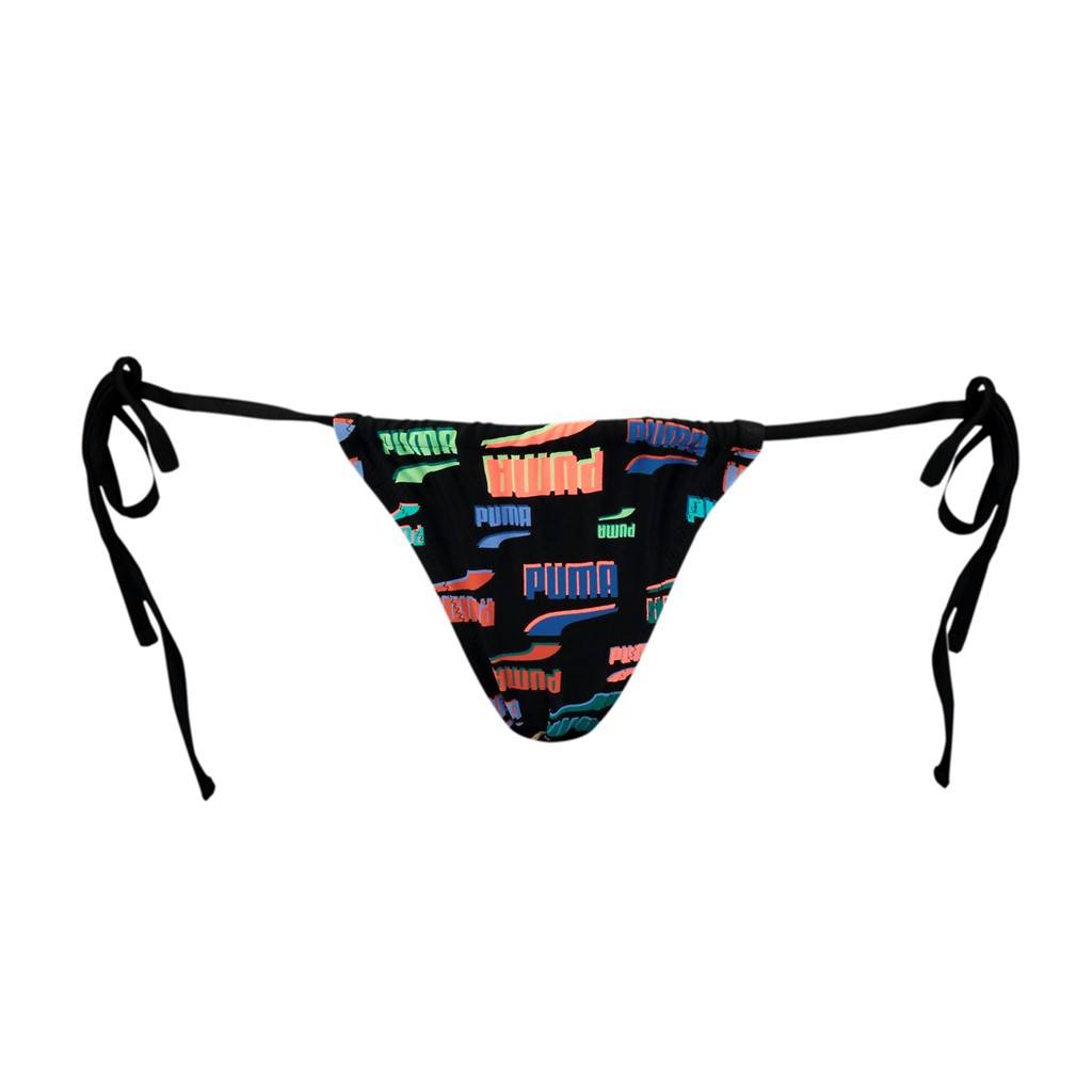 Dół od bikini Puma Swim Women Side Tie Tanga String 1P majtki damskie kąpielowe czarne (938066-01)