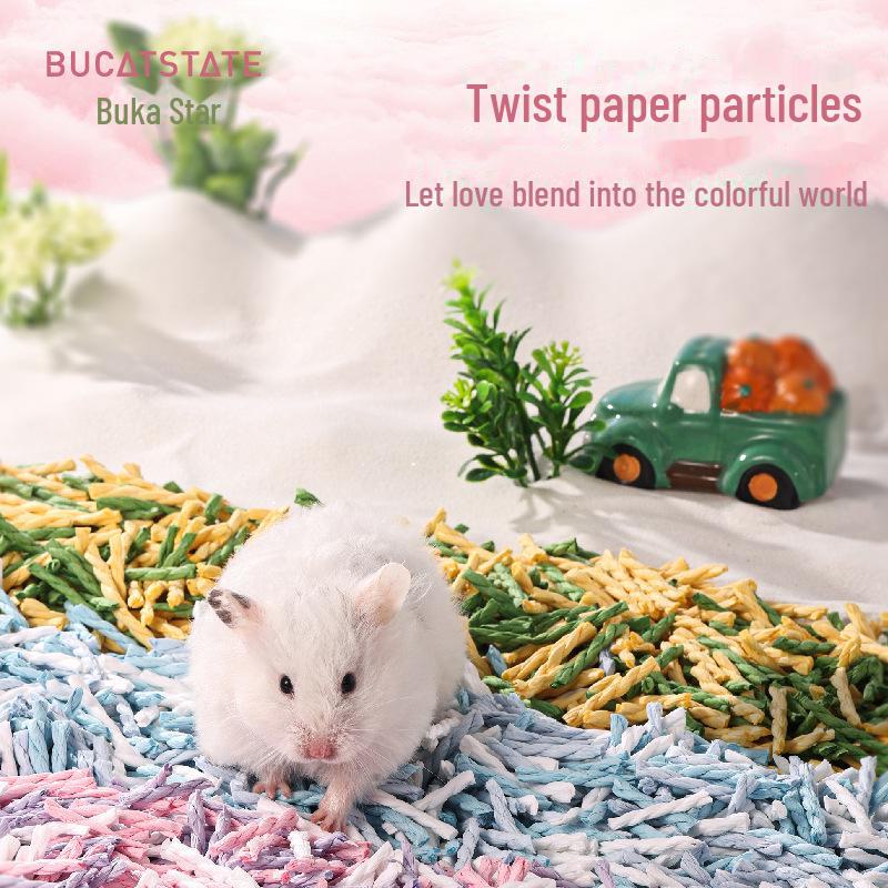 Бумажные гранулы Bukaxing Rainbow: Дезодорирующий наполнитель для хомяков и хлопковые опилки - 1 кг
