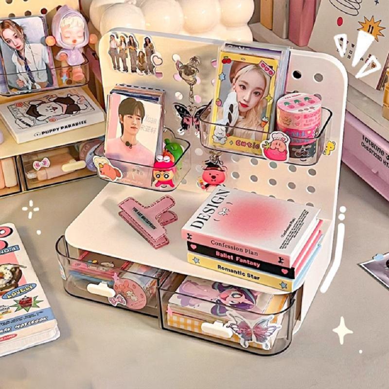 Desktop Perforated Board Storage Box Stationery Sorting Rack Desk Office Cosmetics Storage Rack Pen Holder