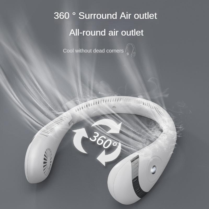 Вентилятор на шею Портативный безлопастной шейный охладитель воздуха с зарядкой от USB Портативный вентилятор Цифровой дисплей Складной летний охлаждающий вентилятор