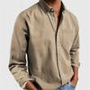 Summer New Style Men's Shirt Long Sleeved Lapel Loose Casual Shirt Solid Color Simple Beach Vacation Top