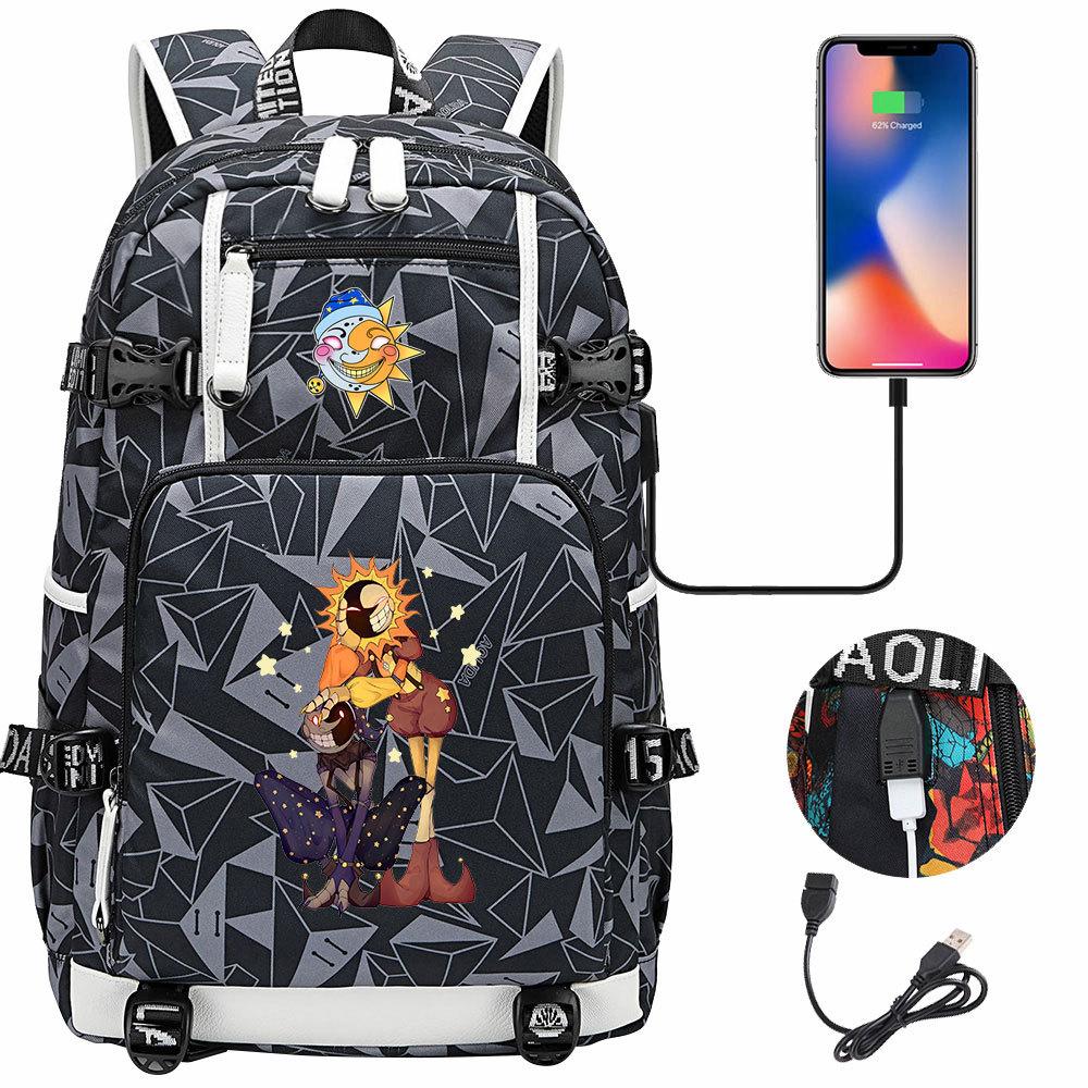 Game Moon Sun Print Teen Student Backpack Unisex Casual Large Capacity Travel Bookbag