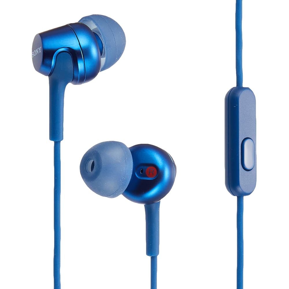 Sony MDR-EX255AP Earphones: In-ear type with remote control and microphone, Blue (MDR-EX255AP L)