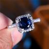 Роскошное женское кольцо с круглым цирконом синего цвета, модное, серебристого цвета, обручальное, милое, свадебное украшение для невесты, подарок для женщин