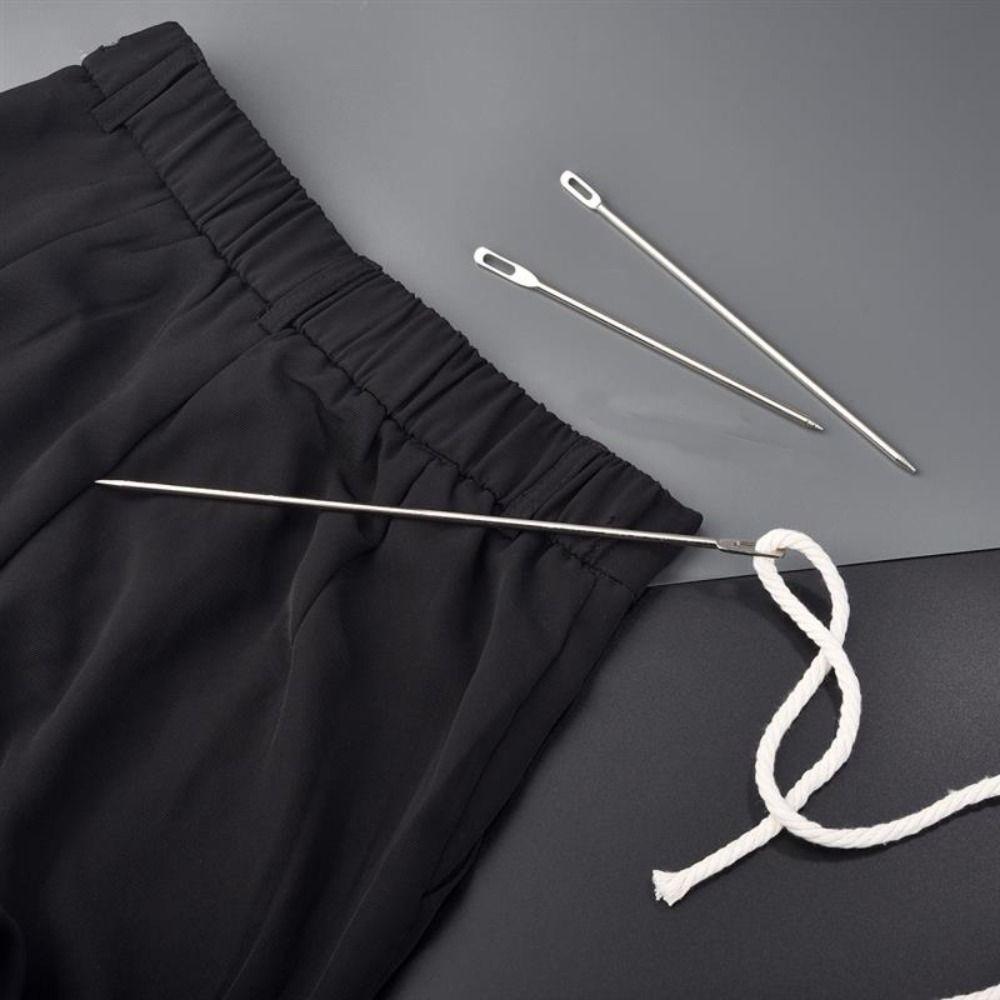 2pcs Silver Rope Threader Metal Threading Needle Sewing Needles Elastic Cord Threader Sewing