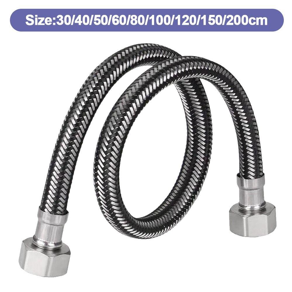Stainless Steel Flexible Braided Hose 30-200cm Leak-Proof Faucet Water Pipe Universal Interface 1/2 Inch Explosion-Proof Hose