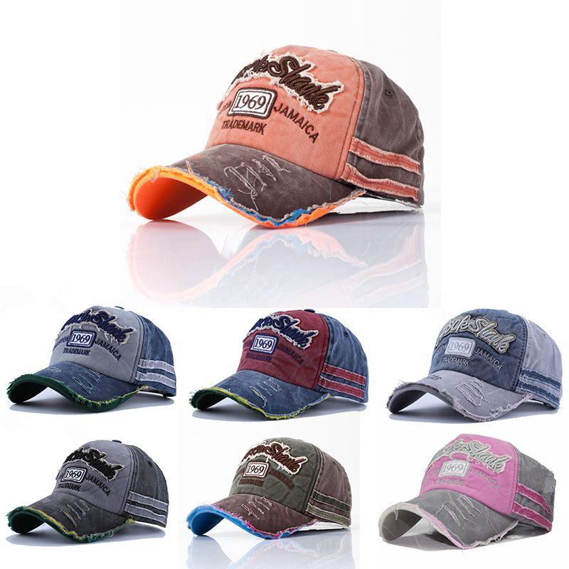 Винтажная вышитая бейсболка с необработанными краями для унисекс