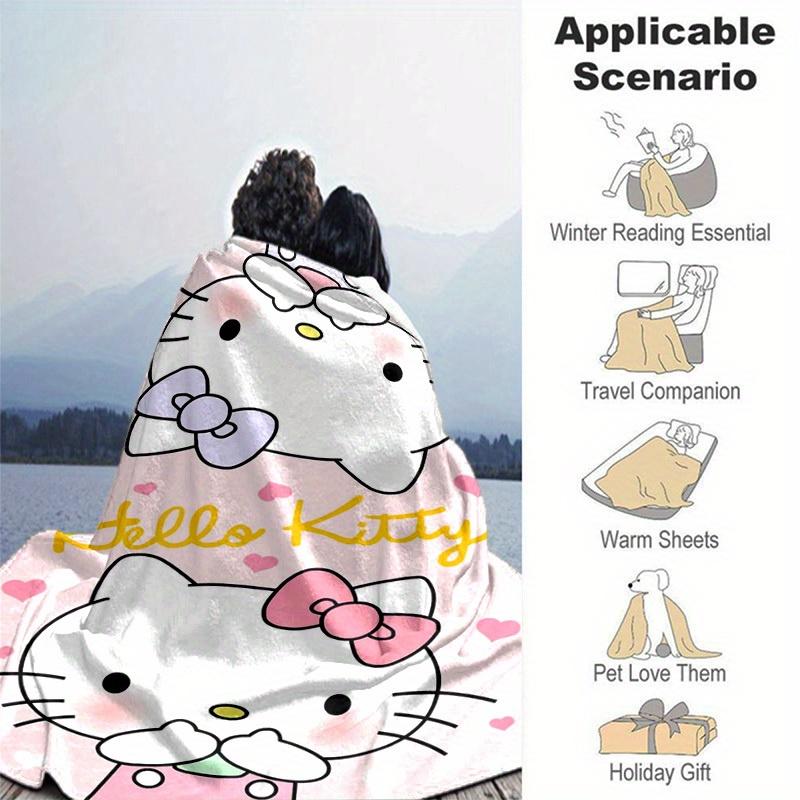 1pc. Hello Kitty Cute Cartoon Blanket - Perfect for Home, Office, Outdoor Use, Gift Idea, Suitable for Al