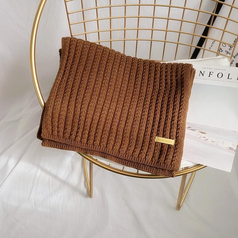 Coarse Knitted Scarf Women's Winter Korean Versatile Thick Warm Scarf Student Solid Color Scarf