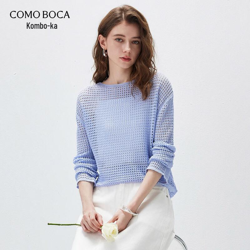 Женский ажурный вязаный топ с длинным рукавом из смесовой льняной пряжи