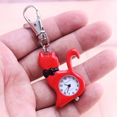 CYD kids ladies women lovely cat pocket watches children necklace jewelry key chains luxury quartz fob watches reloj mujer