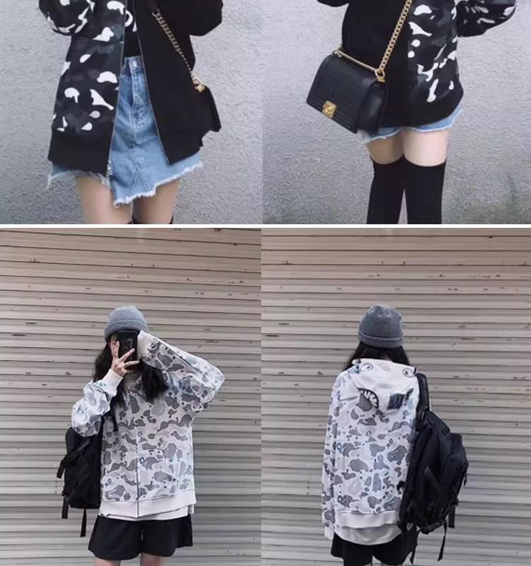 Модный Худи APE - Куртка-бомбер на молнии с камуфляжем "Акула", Версия для родителей и детей