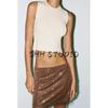 Summer New Product Women's Clothes French Style Design Back Slit Knitted round Neck Sleeveless Short Top 3646008