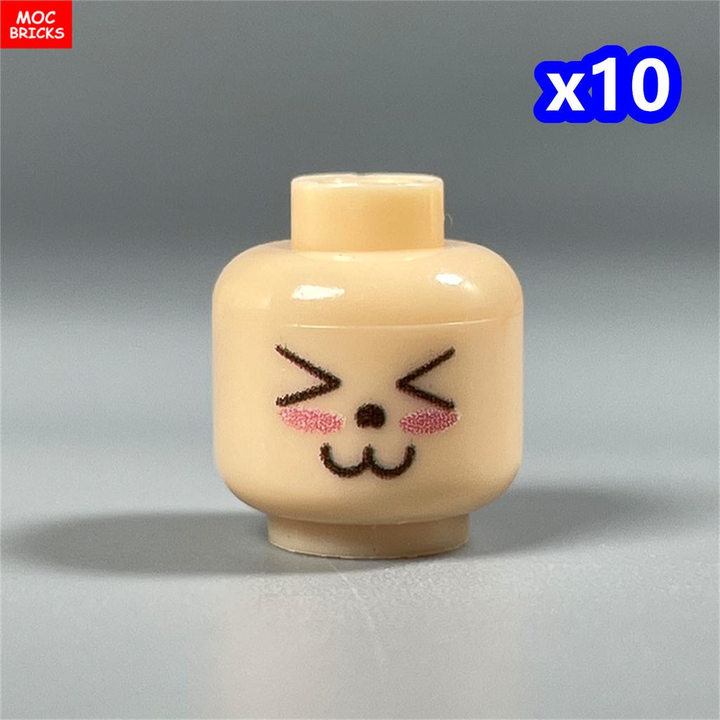 Нетоксичные 10 шт. Moc Кирпичи 4 см Лицо Фигурки Волосы Аниме Выражение Лица Голова DIY Образовательные Строительные Блоки Игрушки Для Детей Подарки