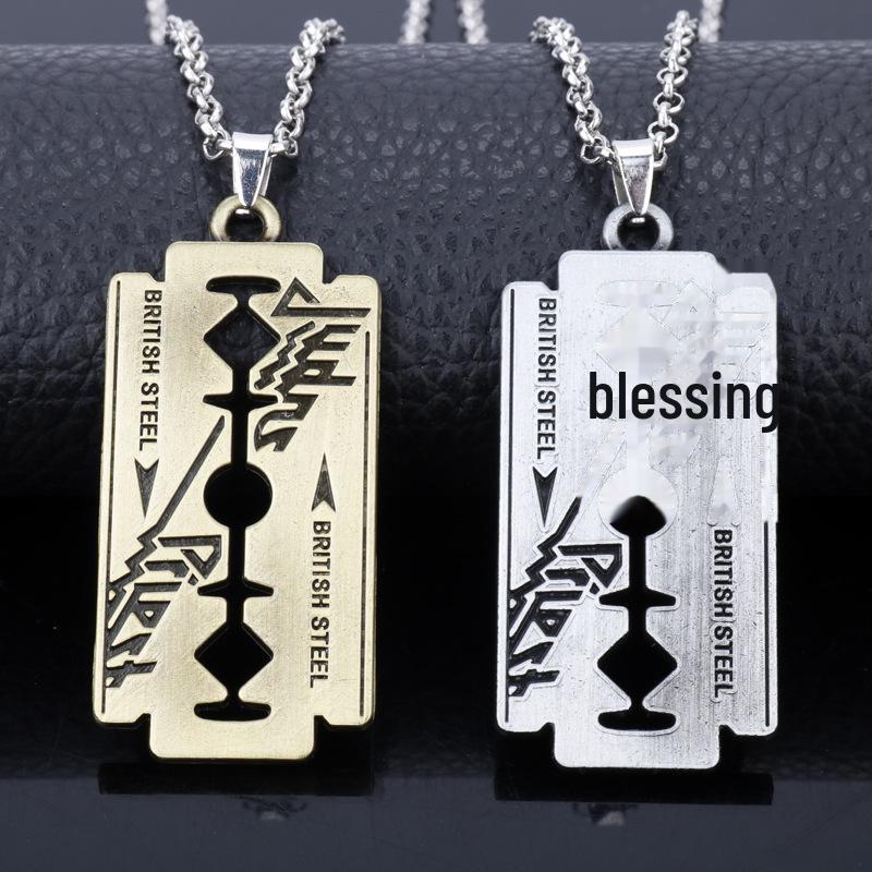 Ожерелье с подвеской в виде бритвенного лезвия Judas Priest — креативные украшения для рок-групп