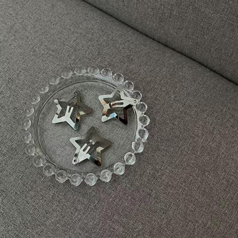 50/40/30/20/10 шт., заколки для волос с серебряной звездой BB для девочек Y2K, милые заколки со звездами, женские простые металлические заколки, головной убор, украшения для волос, аксессуары