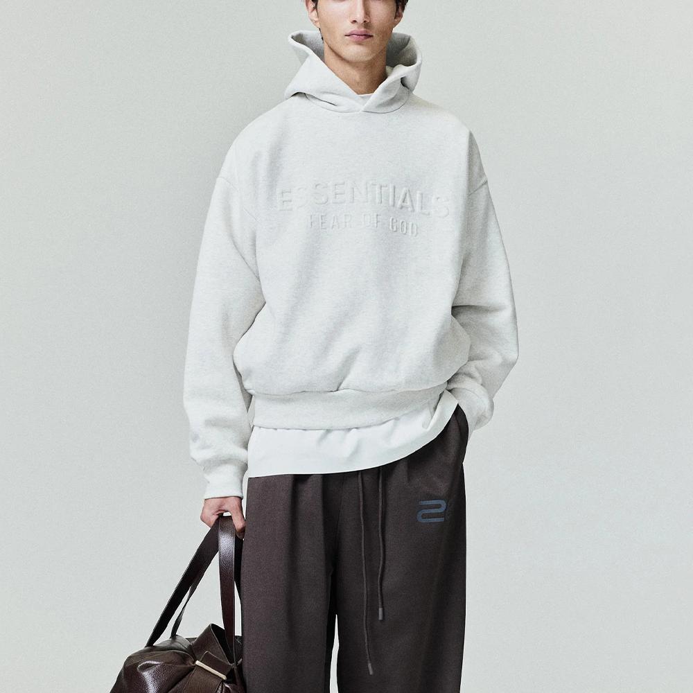 Fear of God Essentials Худи с тиснением Essentials Classic Овсяный меланж Мужские Топы Белый 192HO256212F