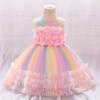 2024 New Colorful Cake Flower 1 Years Birthday Dress For Baby Girl Clothing Baptism Lace Princess Dresses Party Wedding Formal Dress