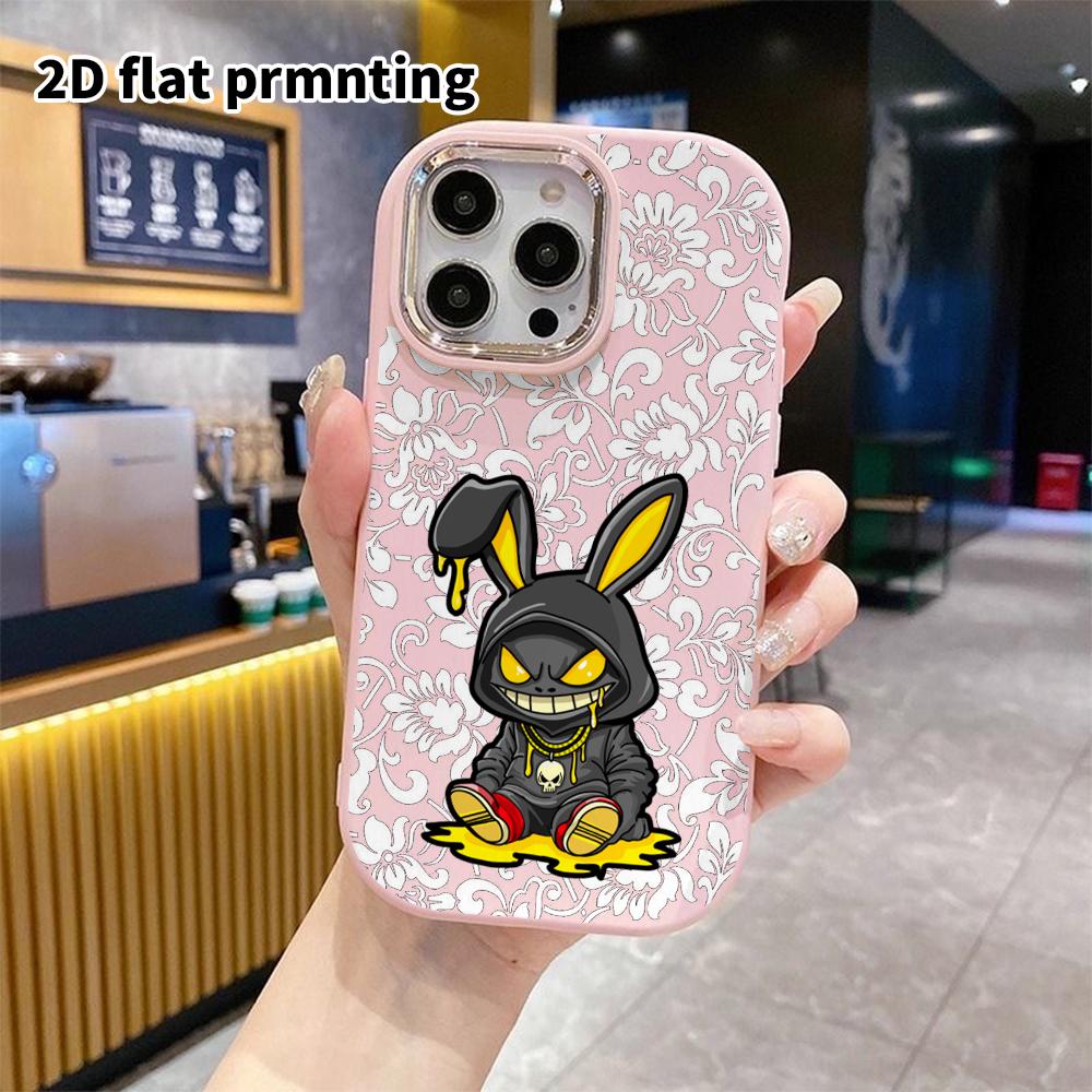 Phone Case: 2D flat design suitable for iPhone 18 17 16 15 14 13 Pro protective case, couple style, hoodie rabbit, Christmas and Halloween gifts