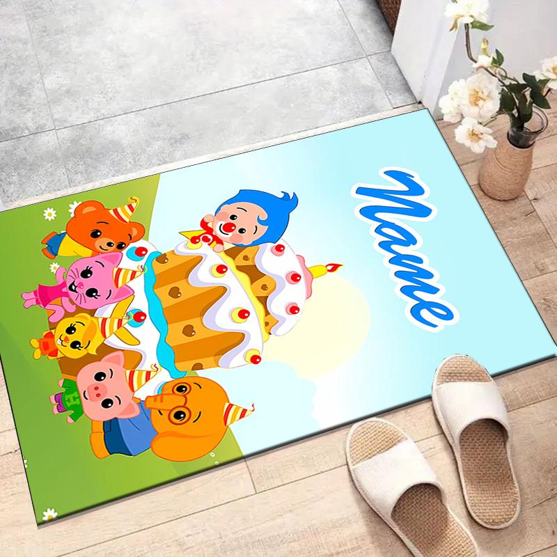 Custom Flim Flim Mat Personalized Name, Polyester Washable Indoor Entryway Rug, Gift for Christmas, Easter, Thanksgiving Day