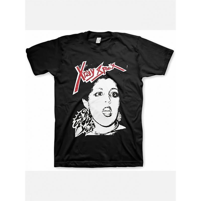 X-Ray Spex Men'S Vintage Rock Band Graphic T-Shirt - Black with Red & White Oh Up Yours & Logo Print, Medium Stretch Comfort Fit Short Sleeve Tee,