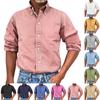 Men's Business Daily Versatile Shirt Flip Collar Button Solid Color Shirt