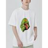 Oversized T-Shirt Black Green Monster Eating Pizza and Soda Graphic Print Casual Streetwear for Men and Women
