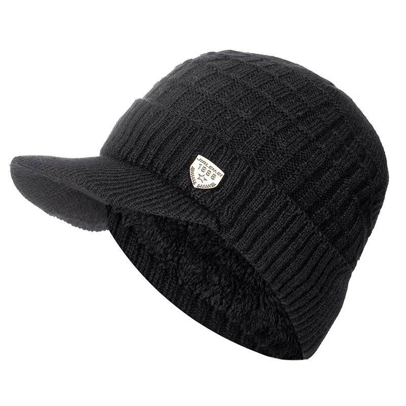 Unisex Keep Warm Hat Stylish Winter Hats For Men Add Fur Lined Soft Beanie Cap With Brim 1998 Label Thick Knitted Hat For Women