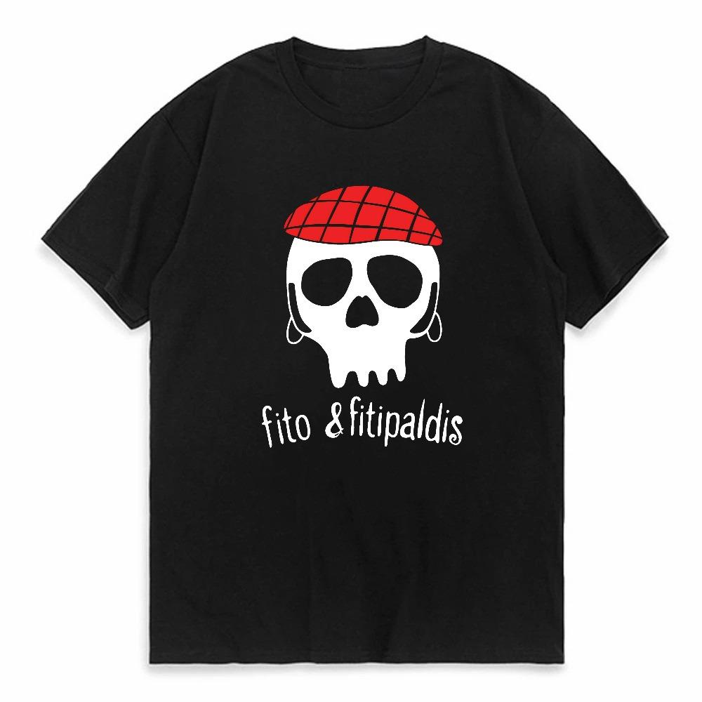 Fito Fitipaldis Skull With Red Beret TShirt Unisex Unisex Harajuku Summer Cotton Novelty Tee