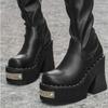 Мода Женская Мода Платформа Высокие Каблуки Ботинки Женские Ботинки Локомотивного Стиля для Увеличения Роста Панк Стиль Высокое Качество Рыцарские Ботинки Botas Mujer